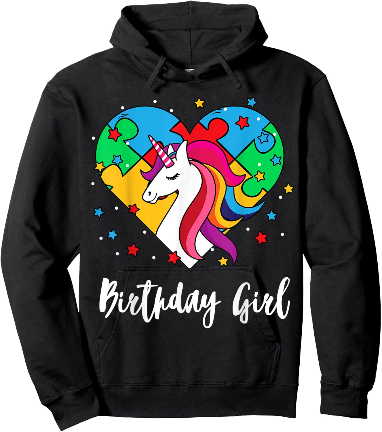 Unicorn Puzzle Heart Bday Girl Cool Autism Awareness Gift Hoodie - Hoodie | Black