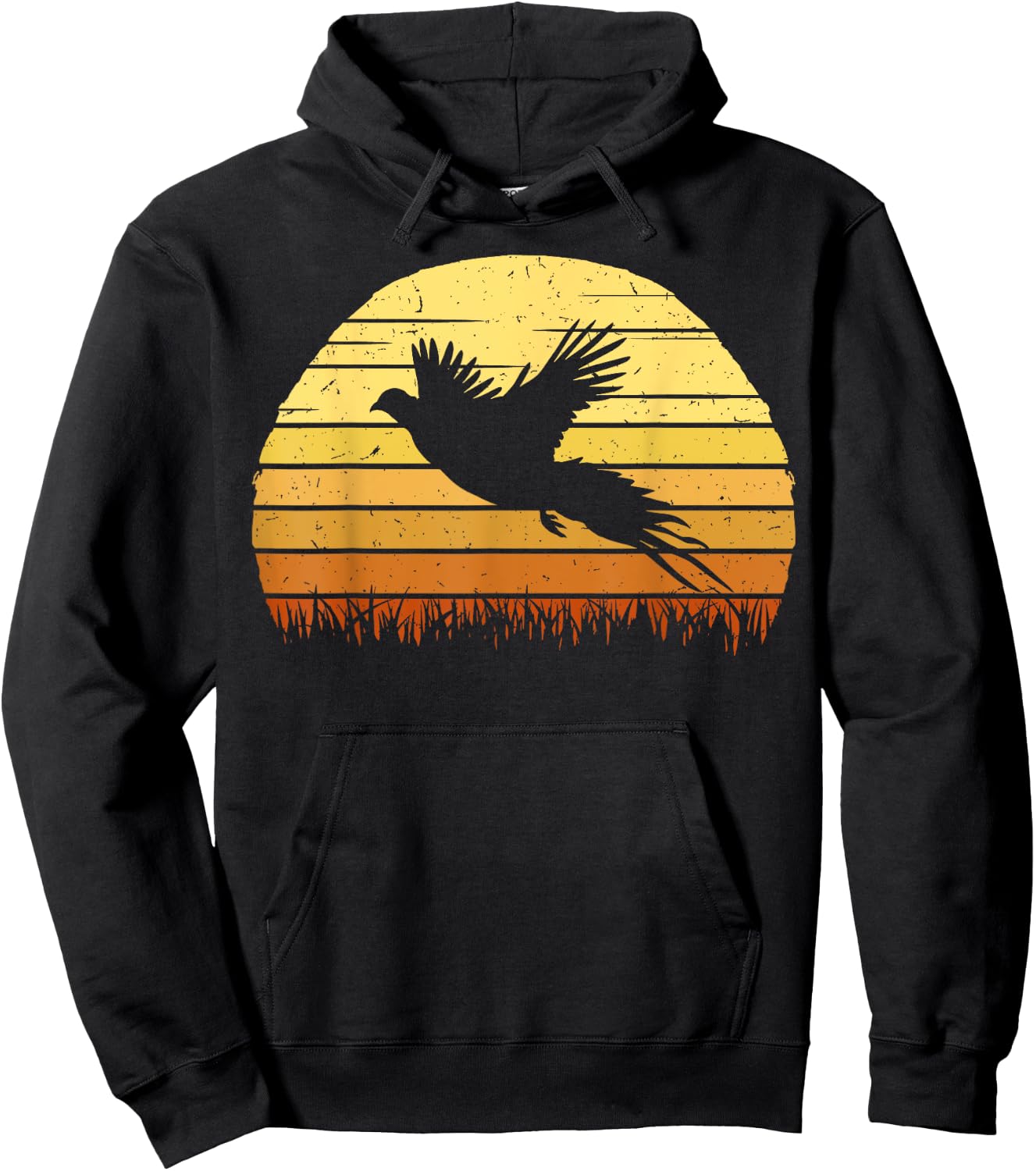 Pheasant Hunting Retro Hunter Flying Bird Shooting Gift Hoodie - Hoodie | Black