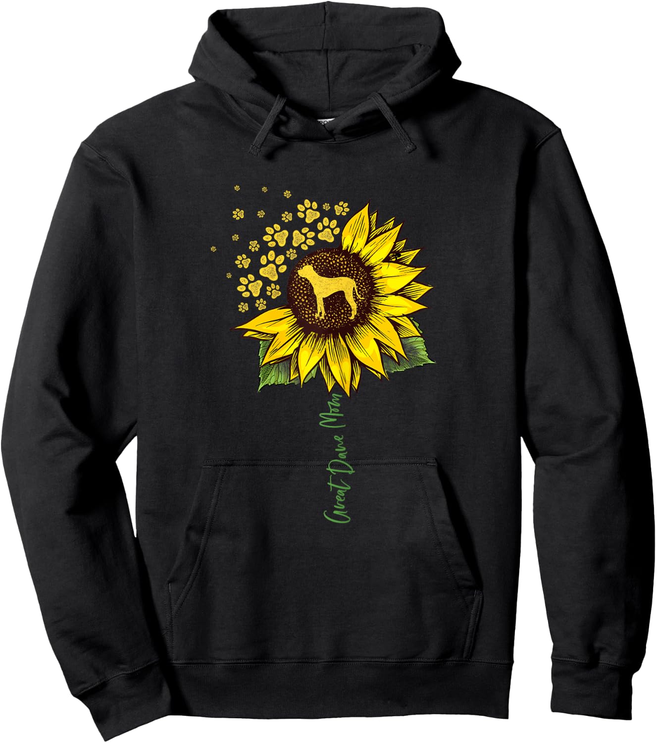 Great Dane Mom Sunflower Great Dane Lover Gifts Dog Mom Mama Hoodie - Hoodie | Black