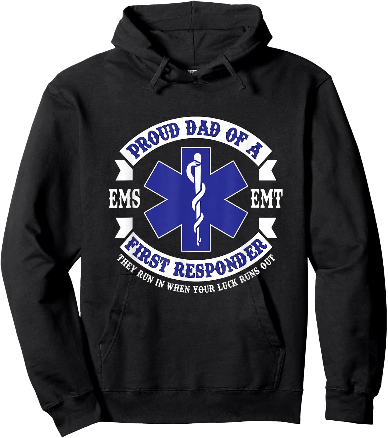 Proud Dad First Responder EMS EMT Novelty Graphic Apparel Hoodie - Hoodie | Black