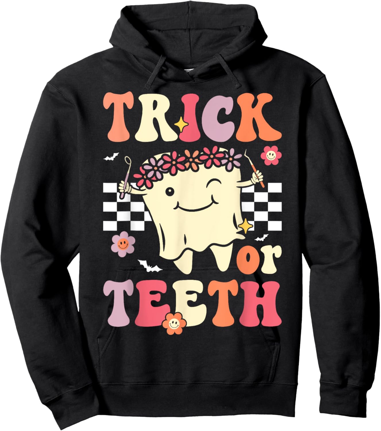 Trick Or Teeth Funny Dental Hygienist Halloween Dentist Hoodie - Hoodie | Black