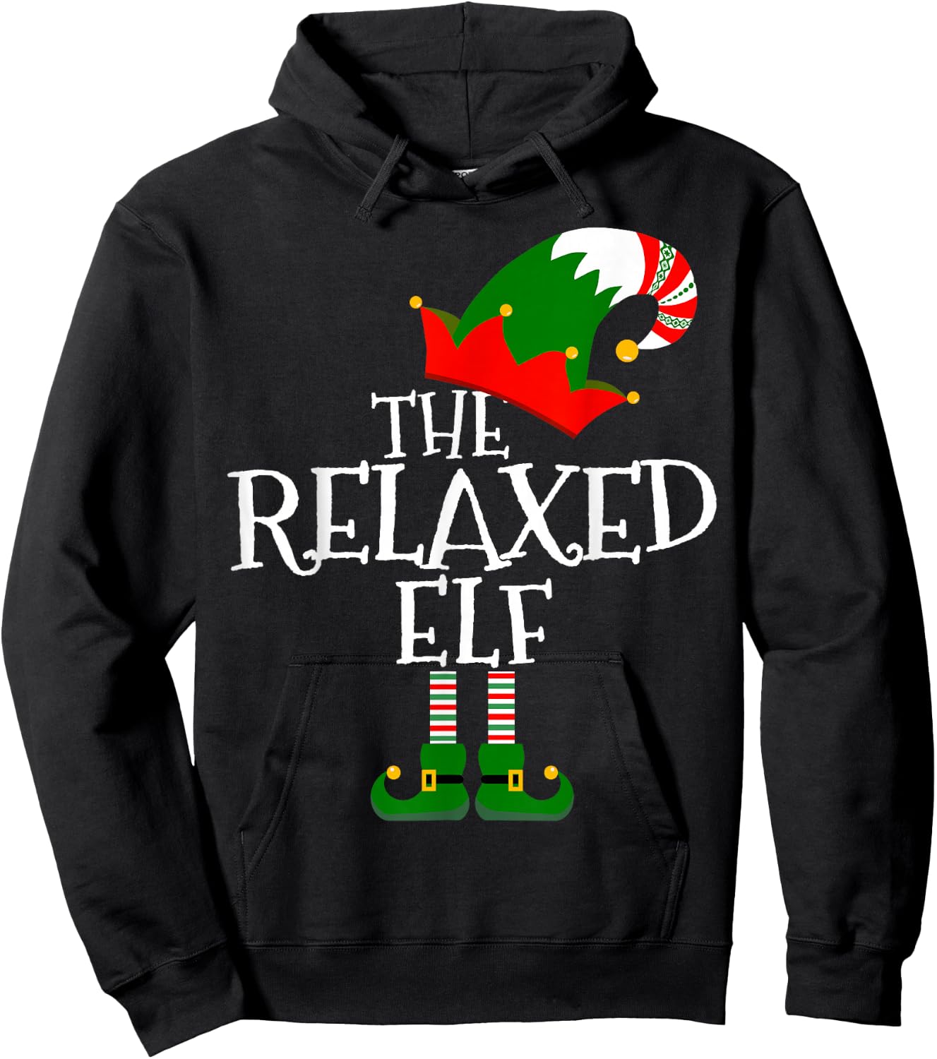 Funny The Relaxed Elf Matching Family Group Gift Christmas Hoodie - Hoodie | Black