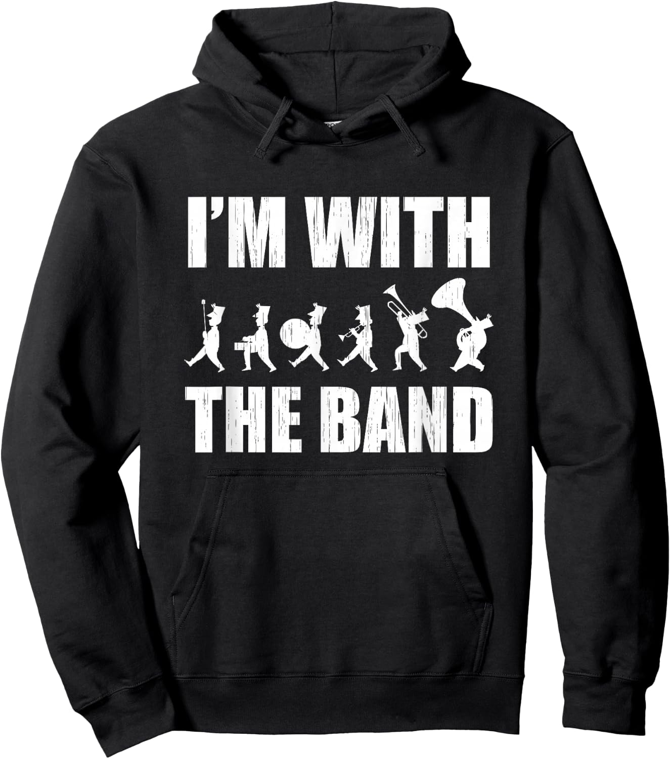 I'm With The Band Vintage Silhouette Marching Band Concert Hoodie - Hoodie | Black