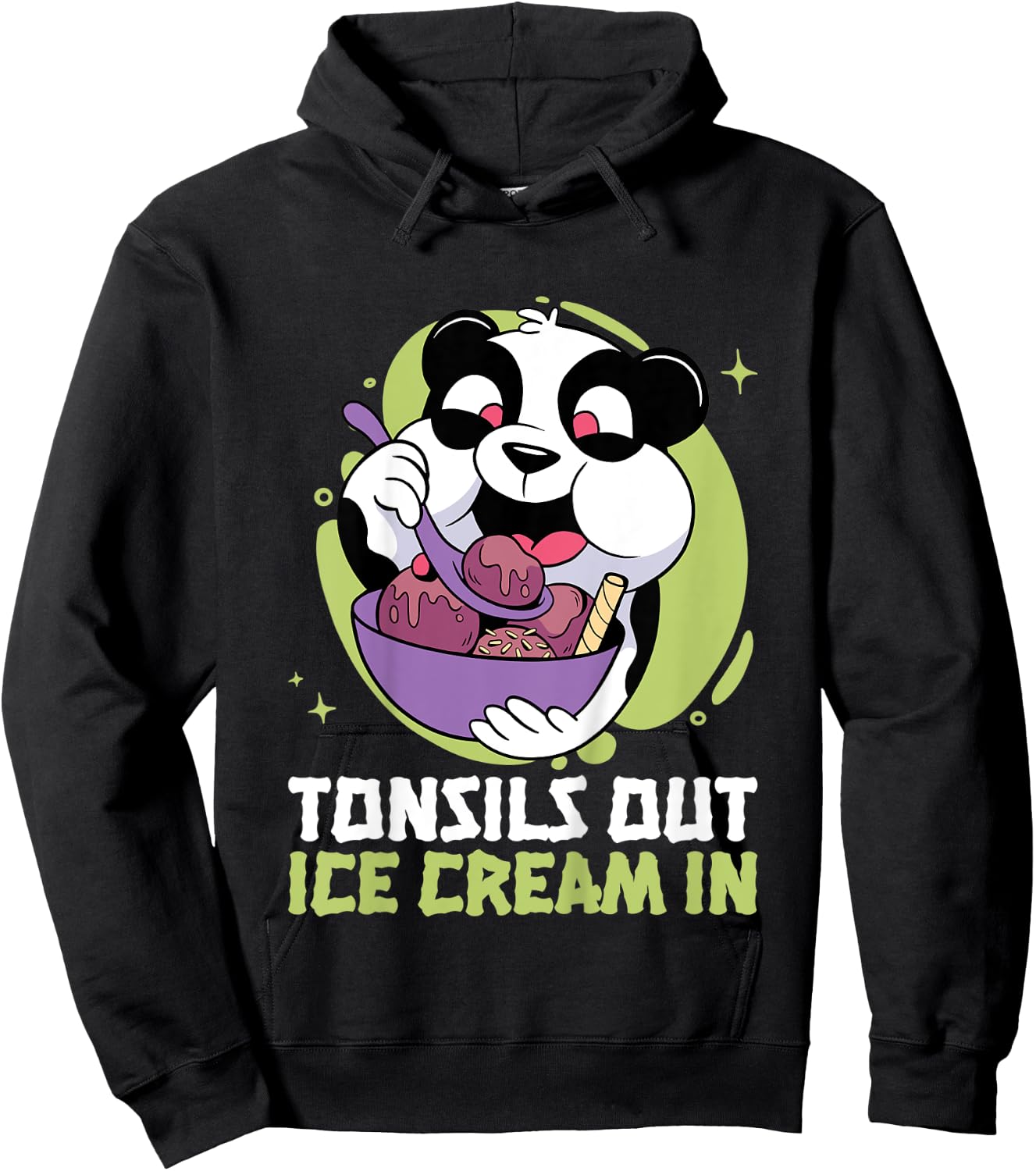 Tonsils Out Ice Cream In Panda Recovery for Kids Hoodie - Hoodie | Black