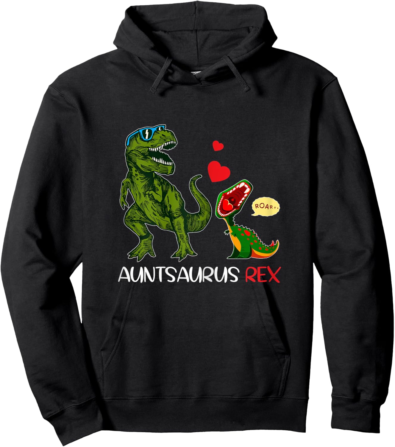 Auntie Saurus Rex Auntsaurus Dinosaur s Aunties Hoodie - Hoodie | Black