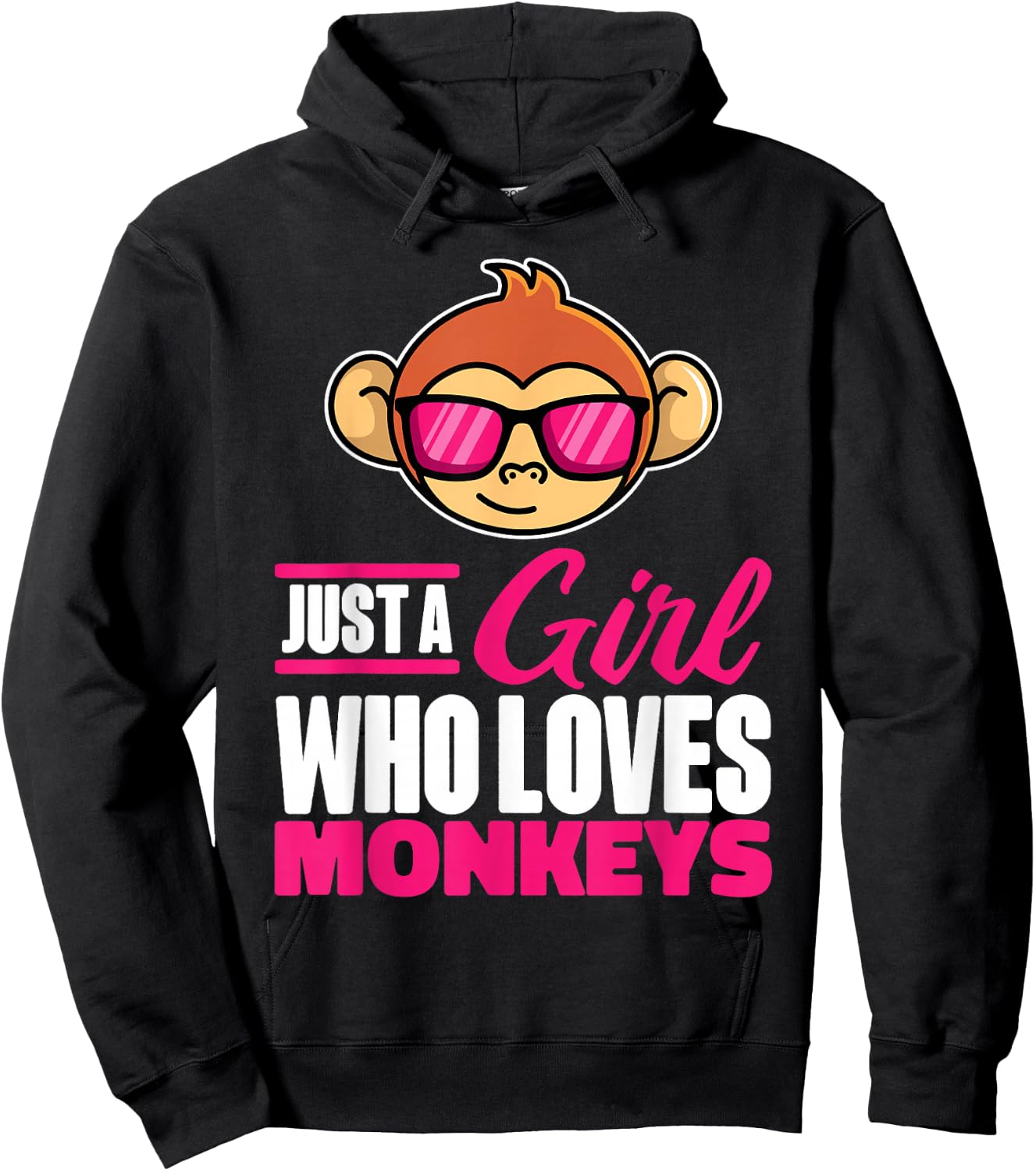 Just A Girl Who Loves Monkeys With Sunglasses For Kids Hoodie - Hoodie | Black