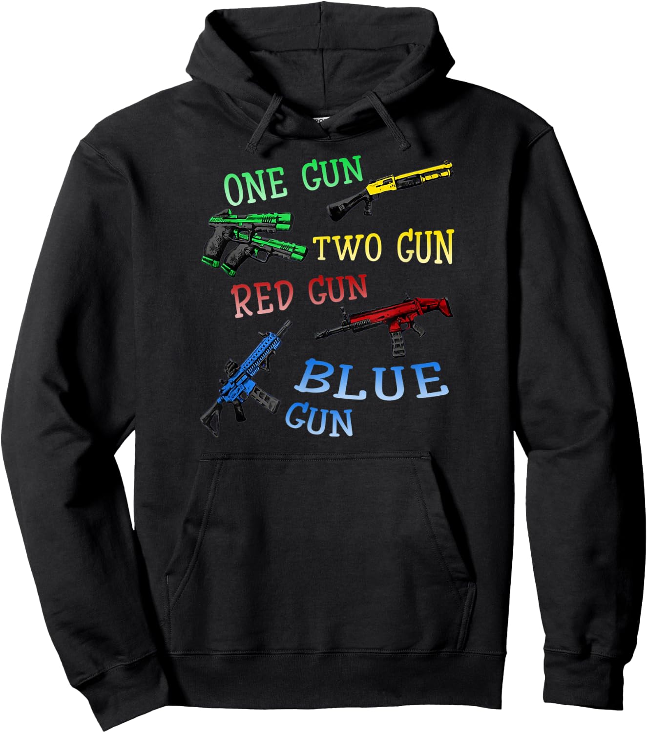 One-Gun-Two-Gun-Red-Gun-Blue-Gun Hoodie - Hoodie | Black