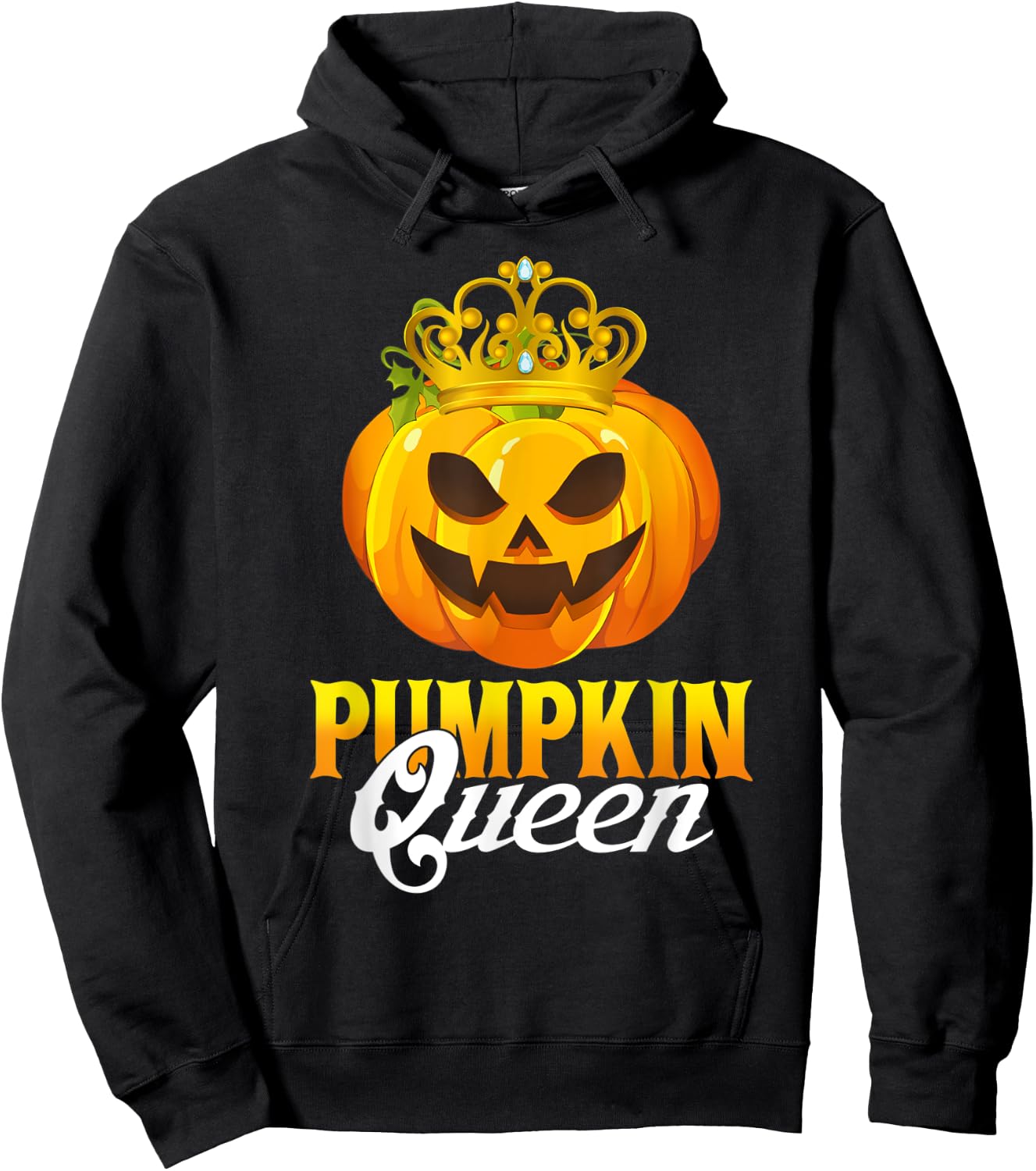 Vintage Pumpkin Queen Funny Pumpkin Couple Costume Halloween Hoodie - Hoodie | Black