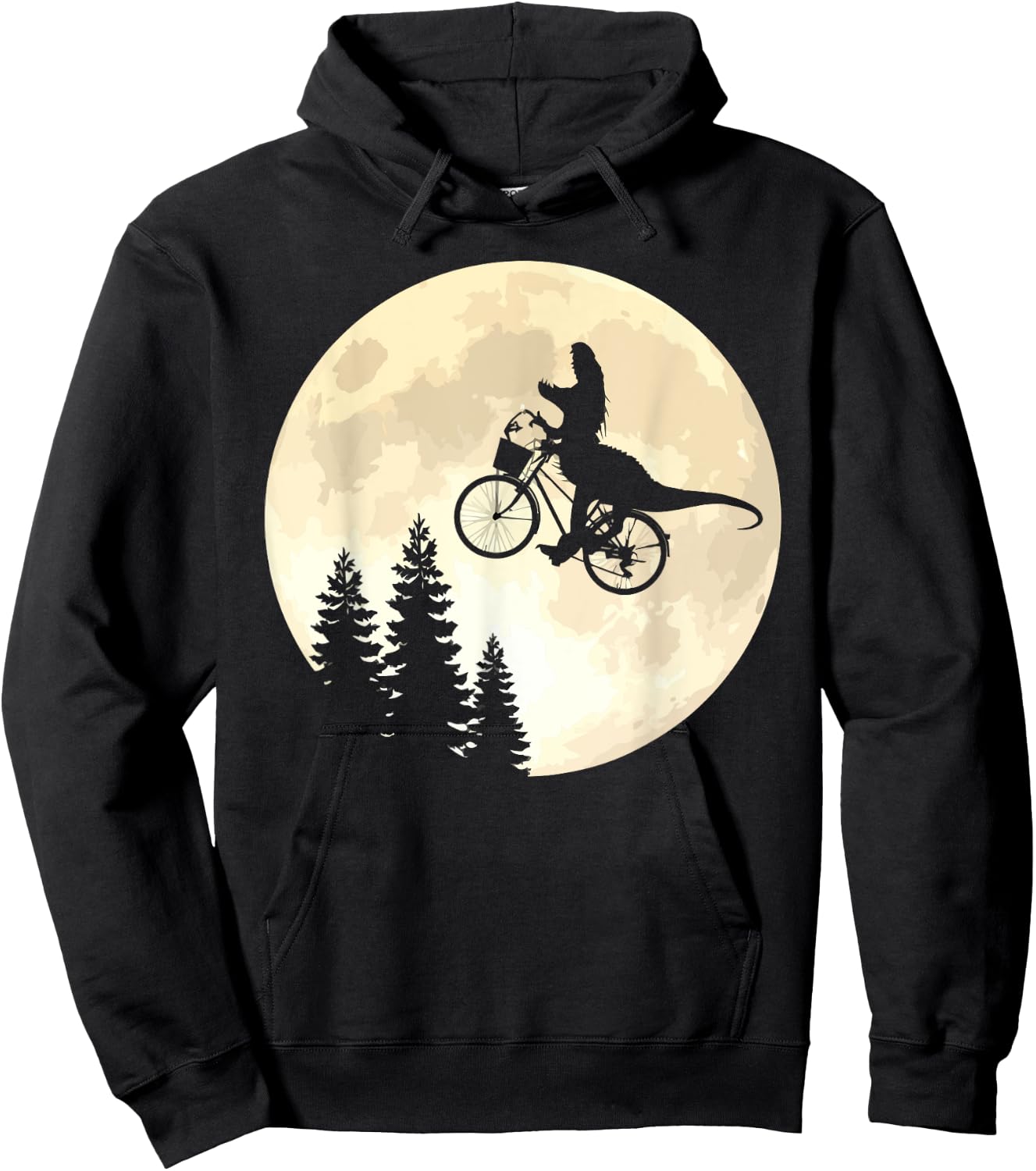 Funny T-Rex Cycling On A Bicycle to Moon Hoodie - Hoodie | Black
