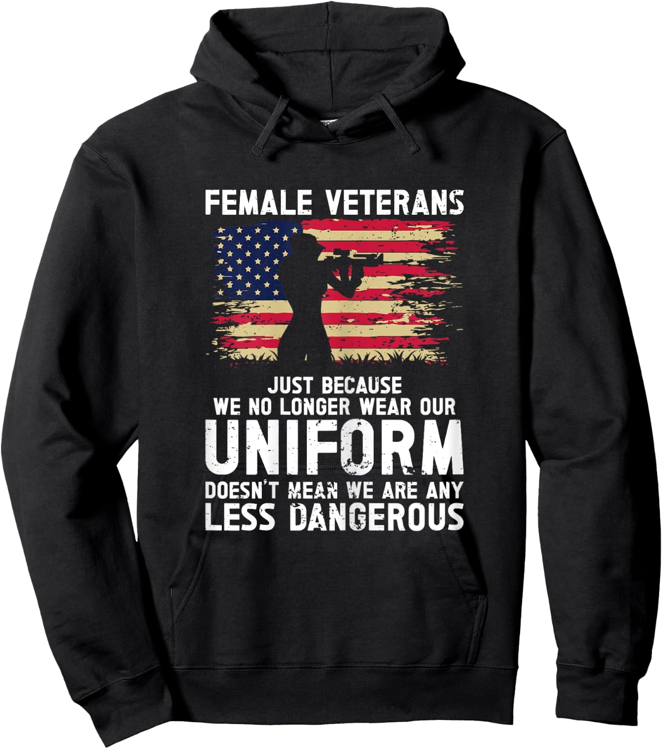 Veteran Women Female Soldier Veterans Day Patriotic USA Hoodie - Hoodie | Black