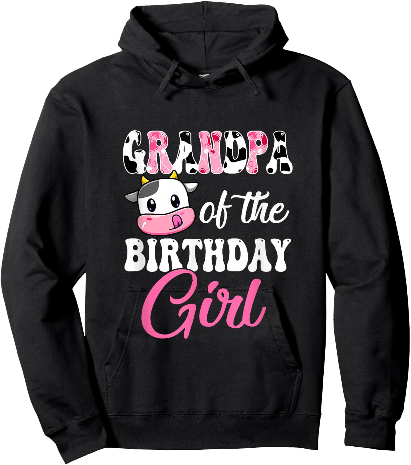 Grandpa Of The Birthday Girl Farm Cow 1St Birthday Girl Hoodie - Hoodie | Black