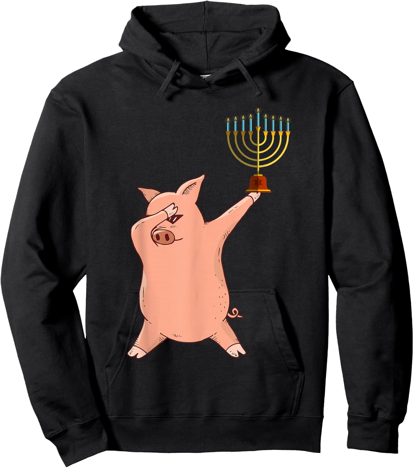 Dabbing Pig Hanukkah Hoodie - Hoodie | Black