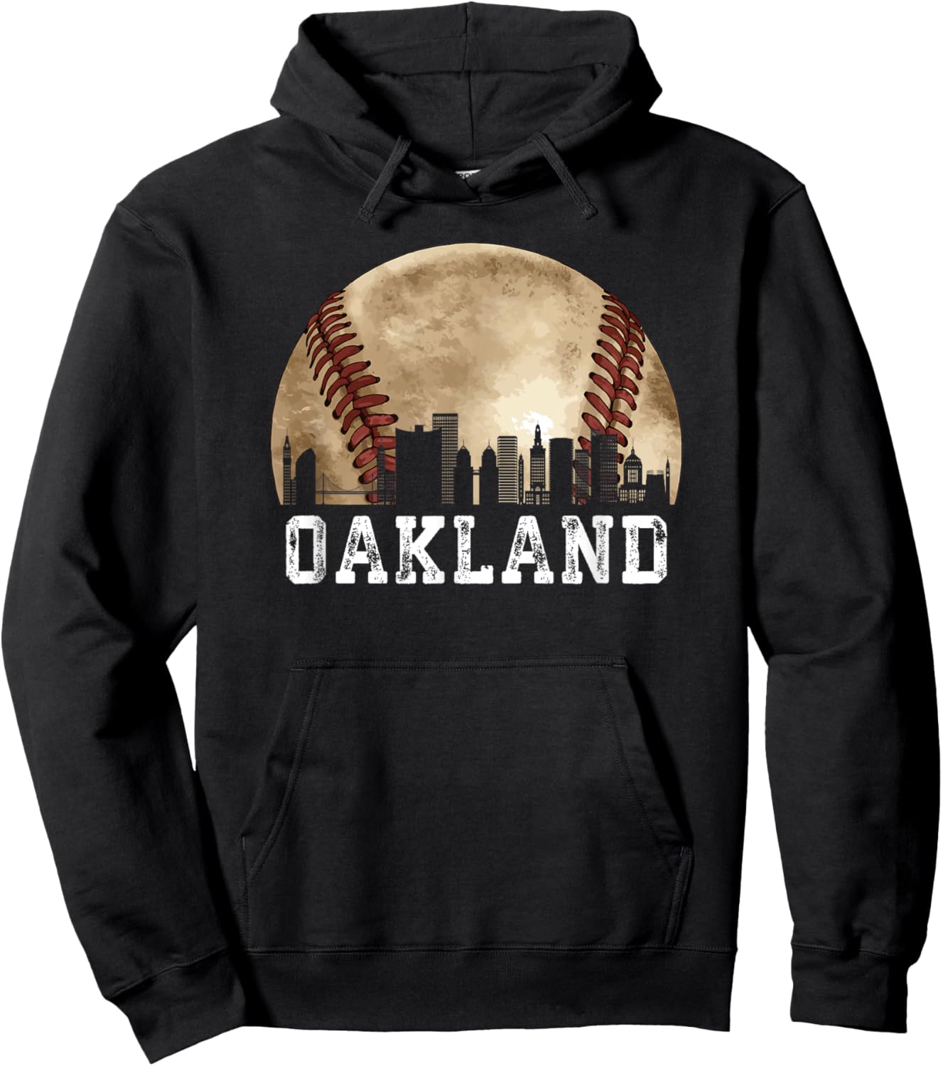 Oakland Skyline City Vintage Baseball Lover Hoodie - Hoodie | Black