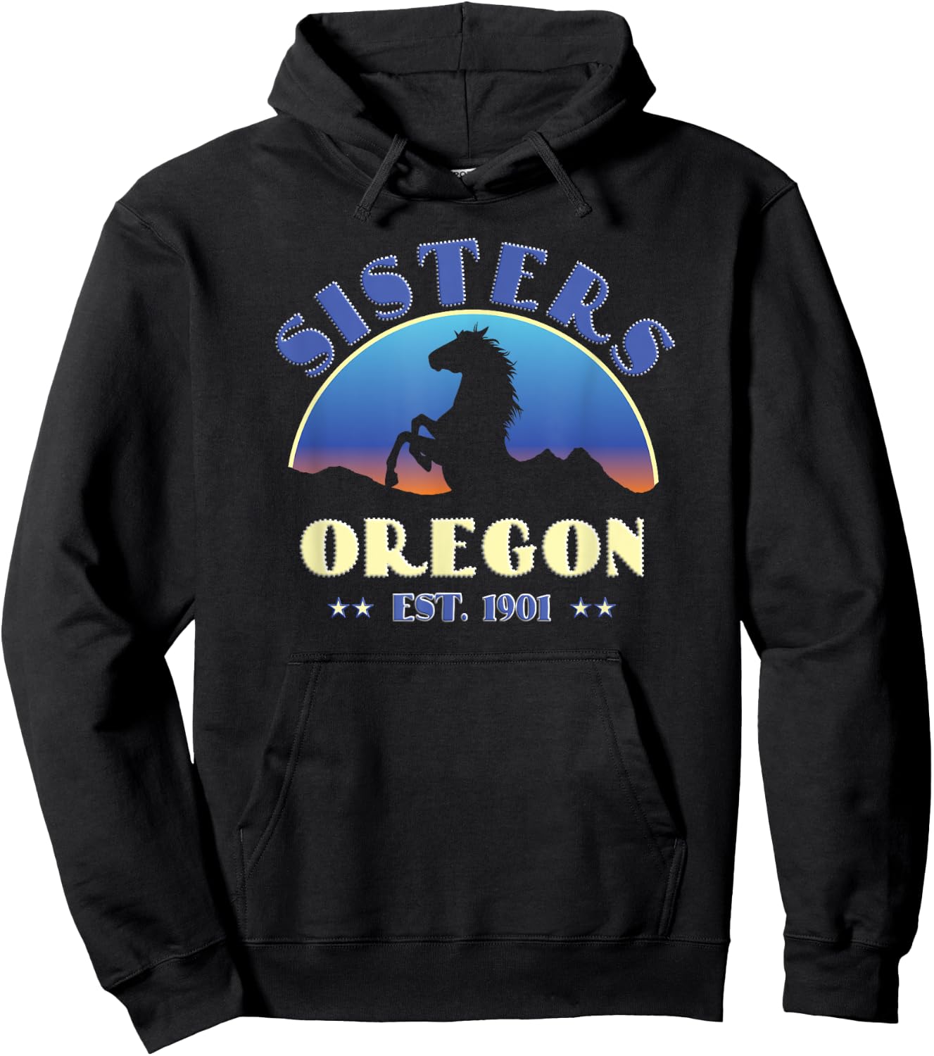 Sisters, Oregon OR Wild Horse Hoodie - Hoodie | Black