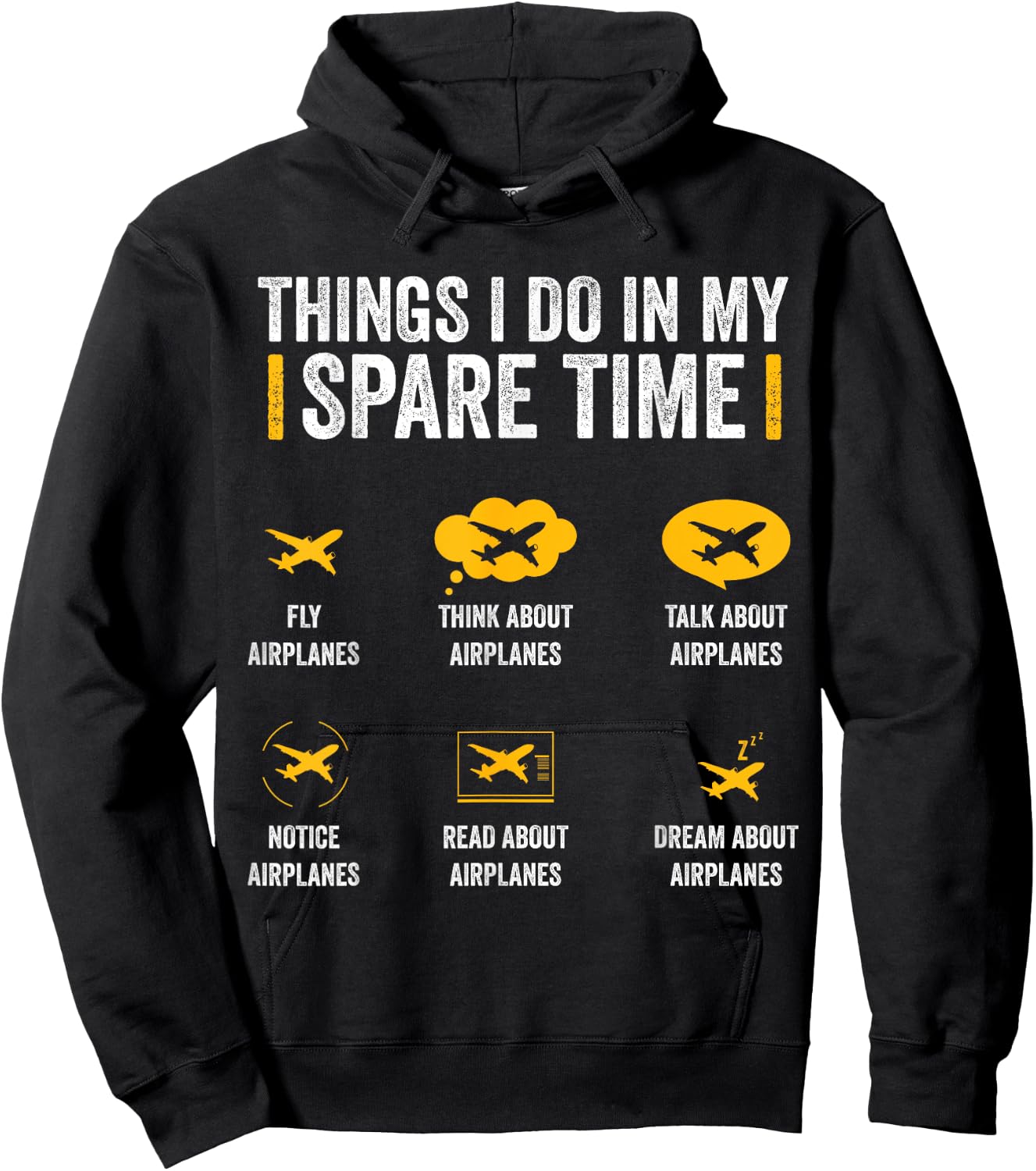 Things I Do In My Spare Time Funny Aviation Gift Pilot Hoodie - Hoodie | Black