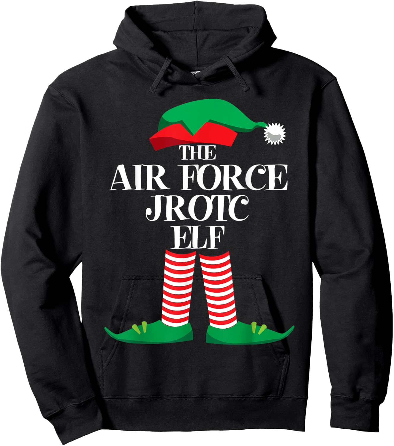 Air Force JROTC Elf Matching Group Family Christmas Pajama Hoodie - Hoodie | Black