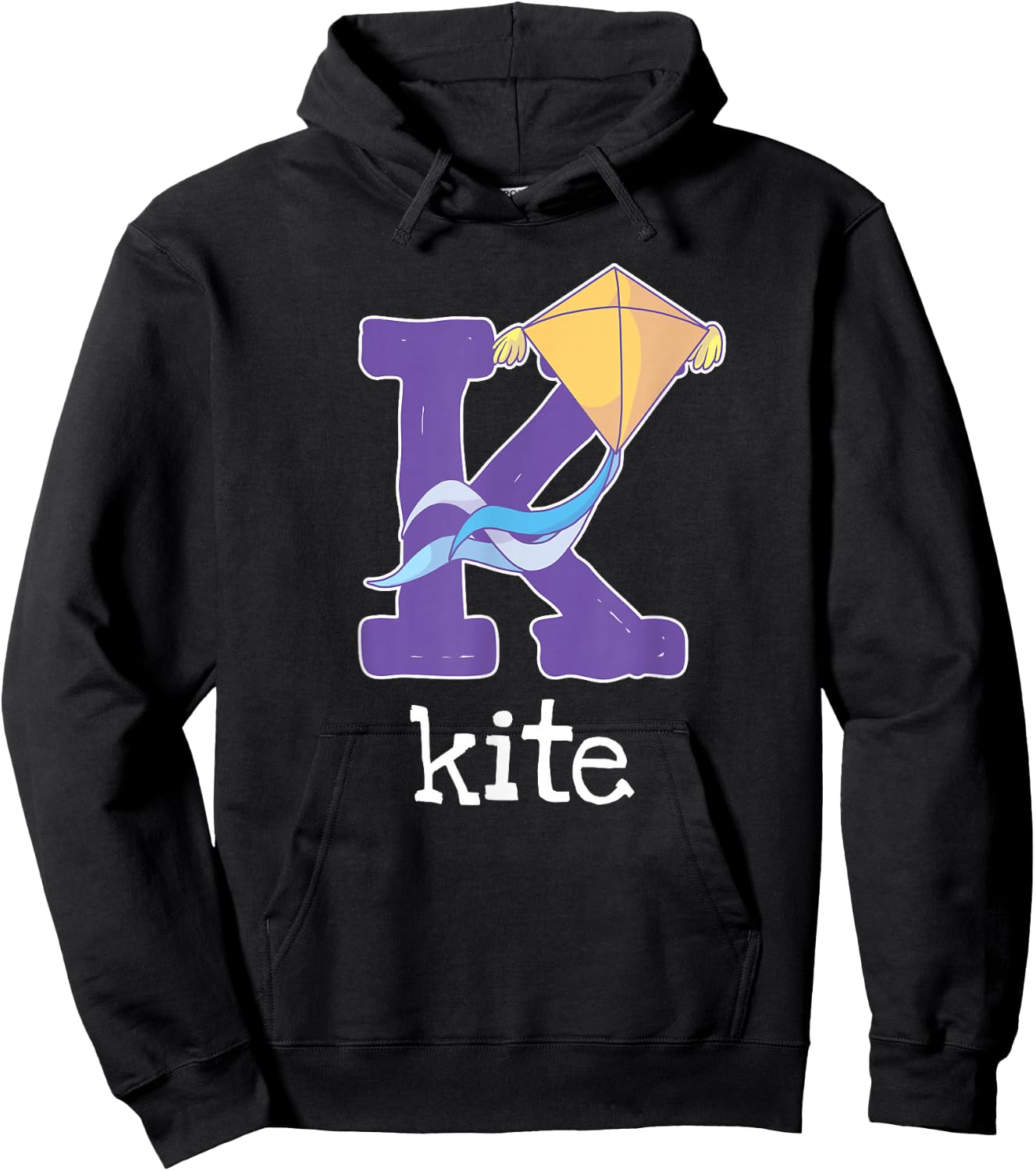 Kite Flying Alphabet Letter Kite Surfing Kids Hoodie - Hoodie | Black