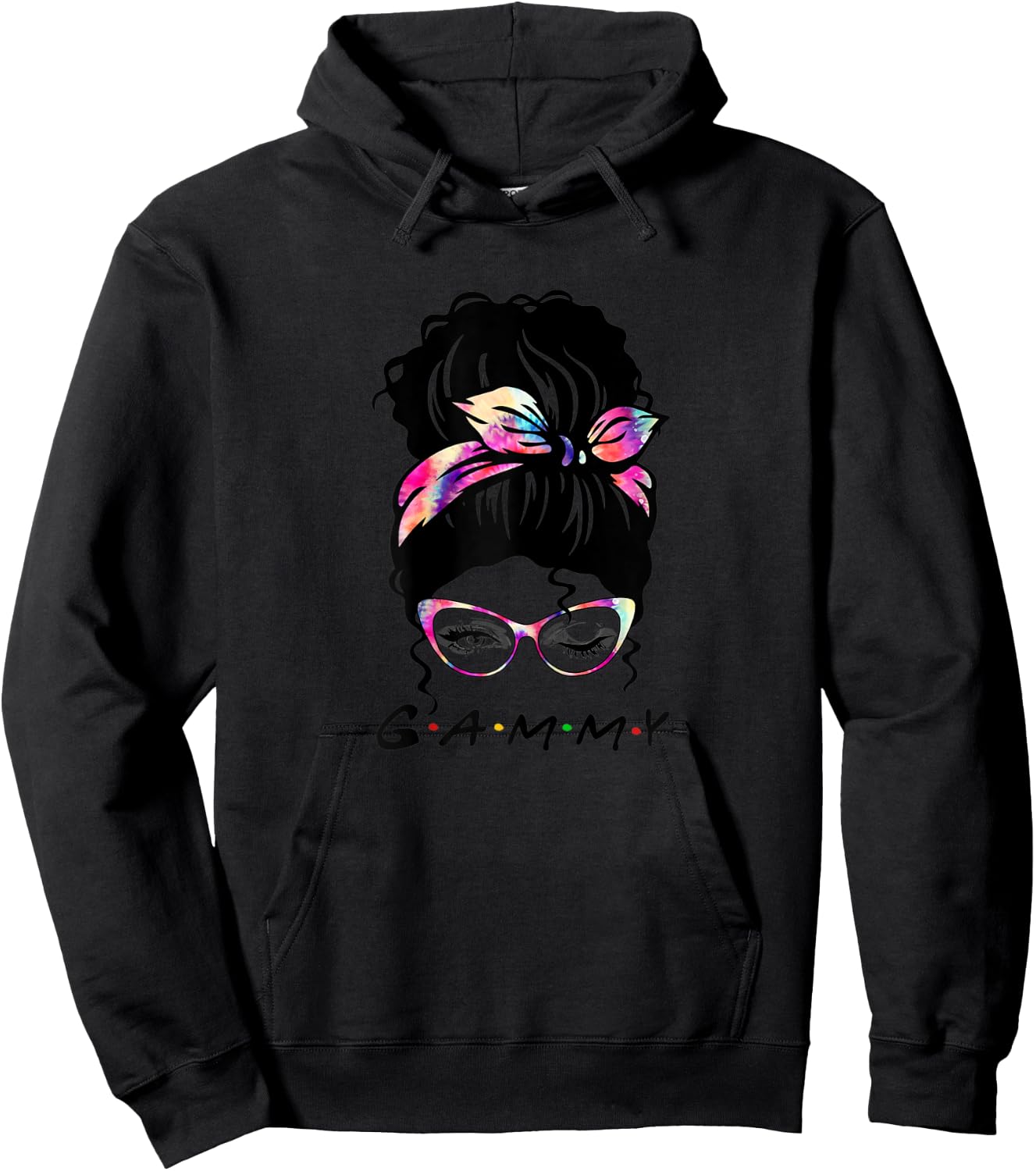 Messy Hair Bun Gammy Life Wink Eye Tie Dye Mothers Day Hoodie - Hoodie | Black