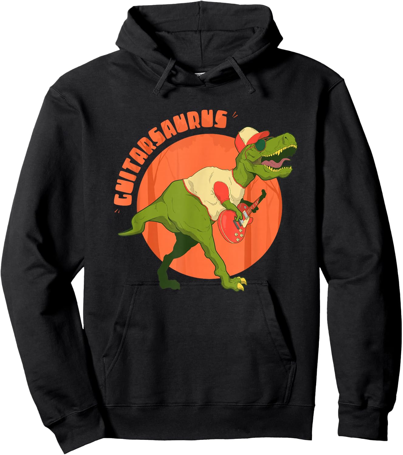 Guitarsaurus T rex Guitar Saurus Dinosaur Men Boys Hoodie - Hoodie | Black