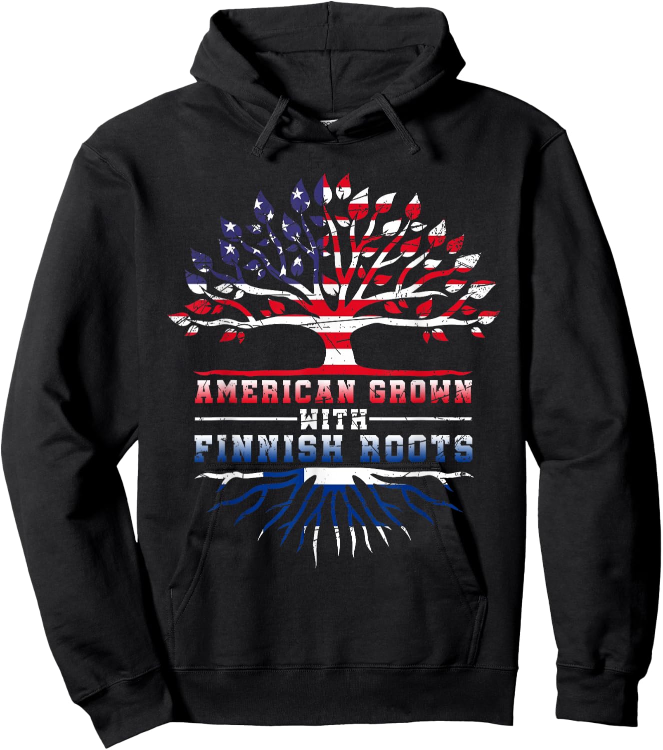 American Grown With Finnish Roots Finland Hoodie - Hoodie | Black