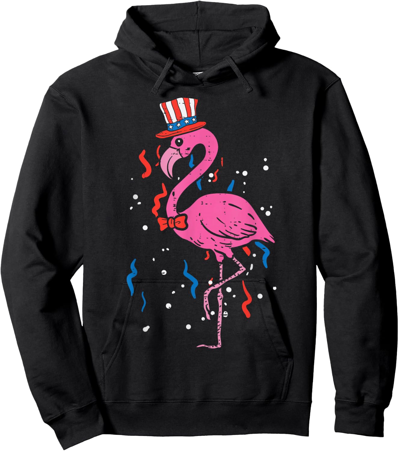 Flamingo American Flag USA 4th Of July Fourth Patriot Animal Hoodie - Hoodie | Black