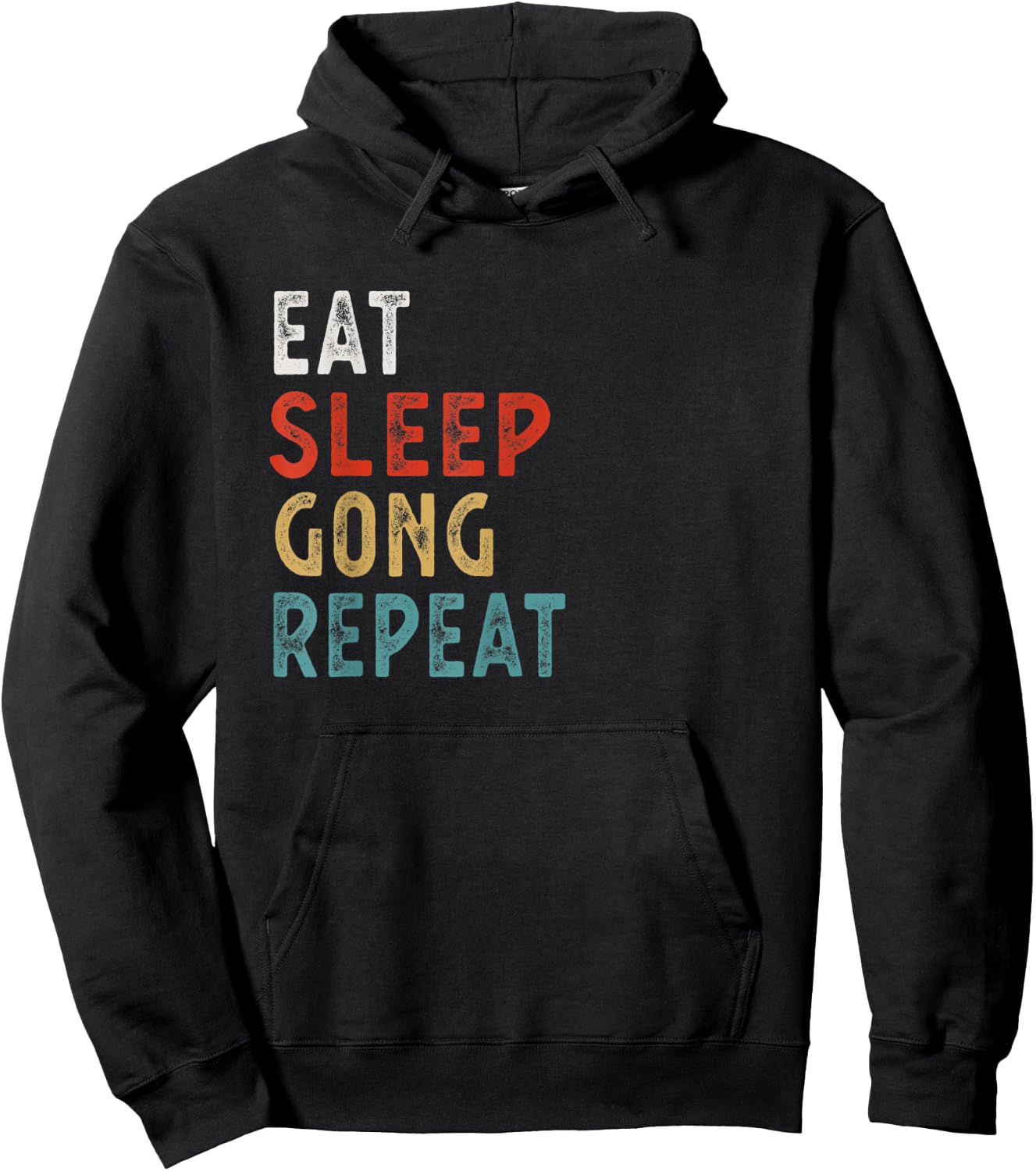 Eat Sleep Gong Repeat Funny Player Gift Vintage Retro Hoodie - Hoodie | Black