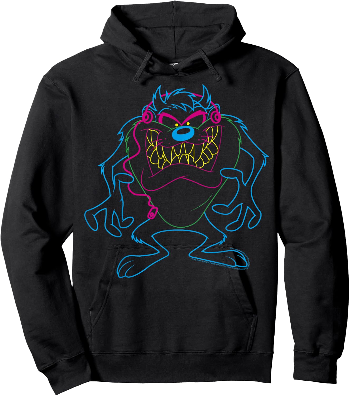 Looney Tunes Taz Neon Outline Hoodie - Hoodie | Black