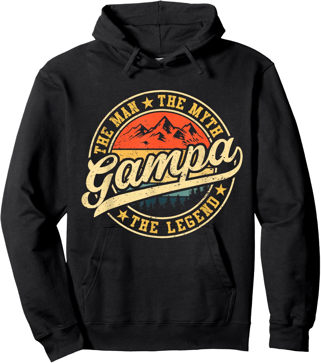 Gampa The Man The Myth The Legend Funny Grandpa Father's Day Hoodie - Hoodie | Black