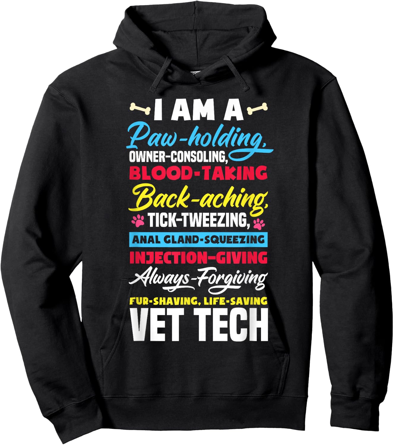Vet Tech Paw Holding Funny Veterinary Technician Hoodie - Hoodie | Black