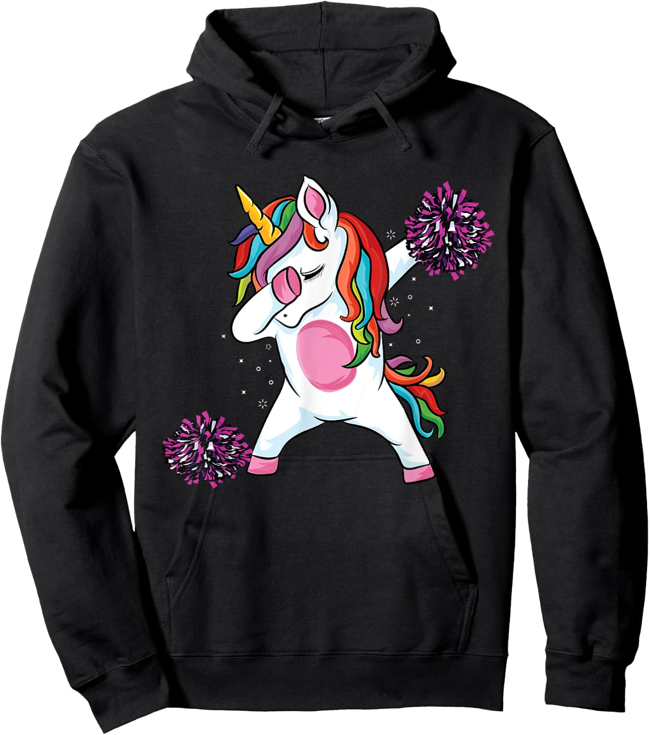Magical dabbing unicorn cheer cute unicorn Cheerleading Hoodie - Hoodie | Black