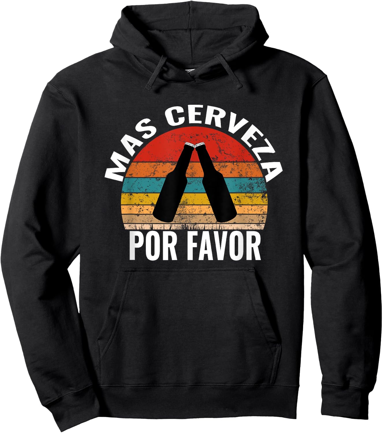 Mas Cerveza Por Favor Funny Vintage Spanish Beer Lover Hoodie - Hoodie | Black