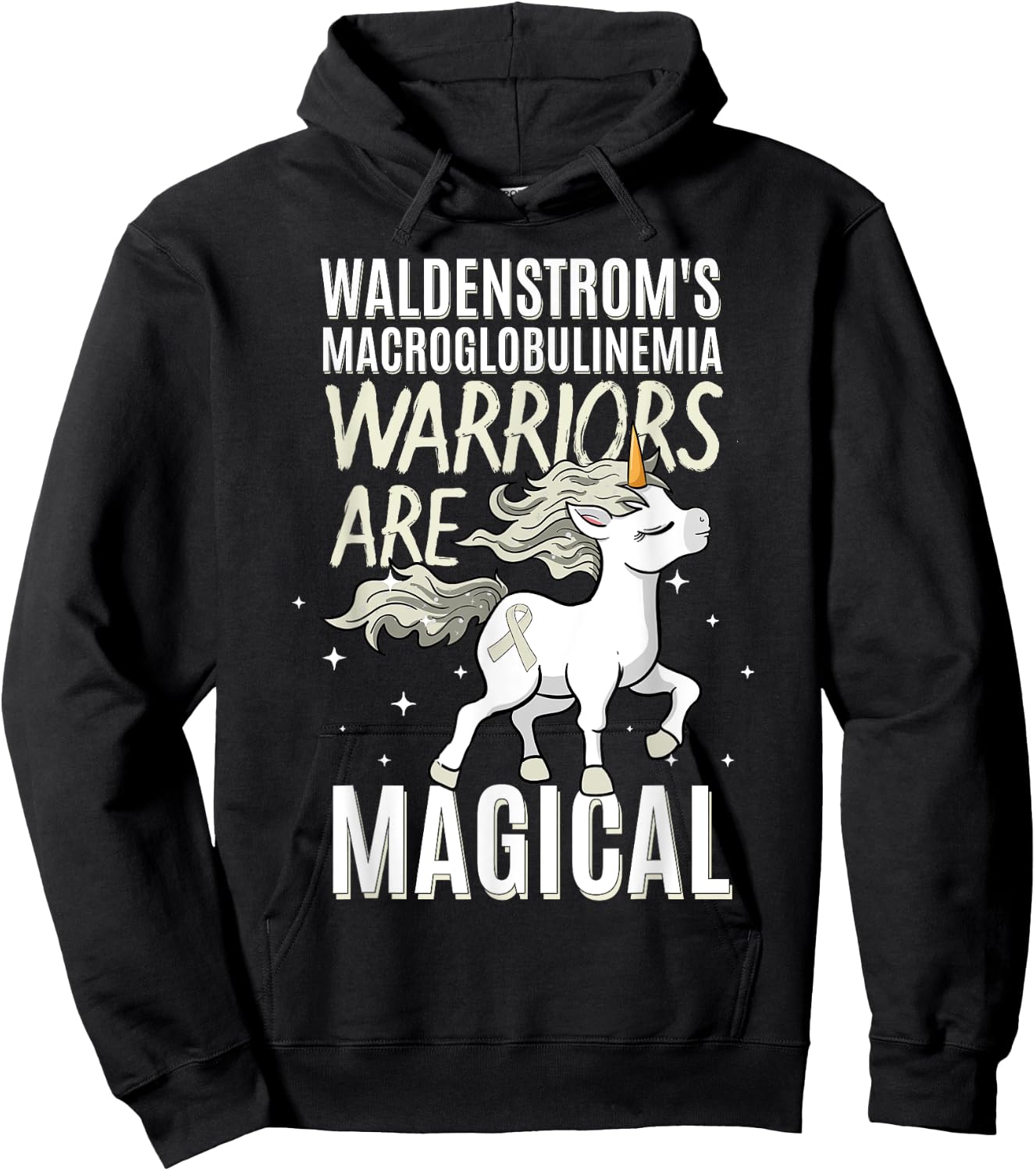 Waldenstrom's Macroglobulinemia Warrior WM Awareness Unicorn Hoodie - Hoodie | Black