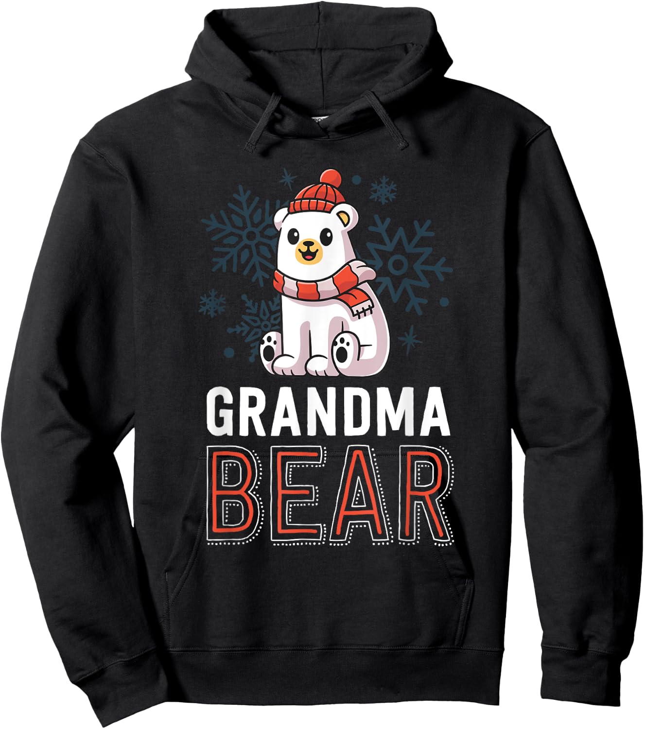 Grandma Bear Family Christmas Shirt Polar Bear Holiday Xmas Hoodie - Hoodie | Black