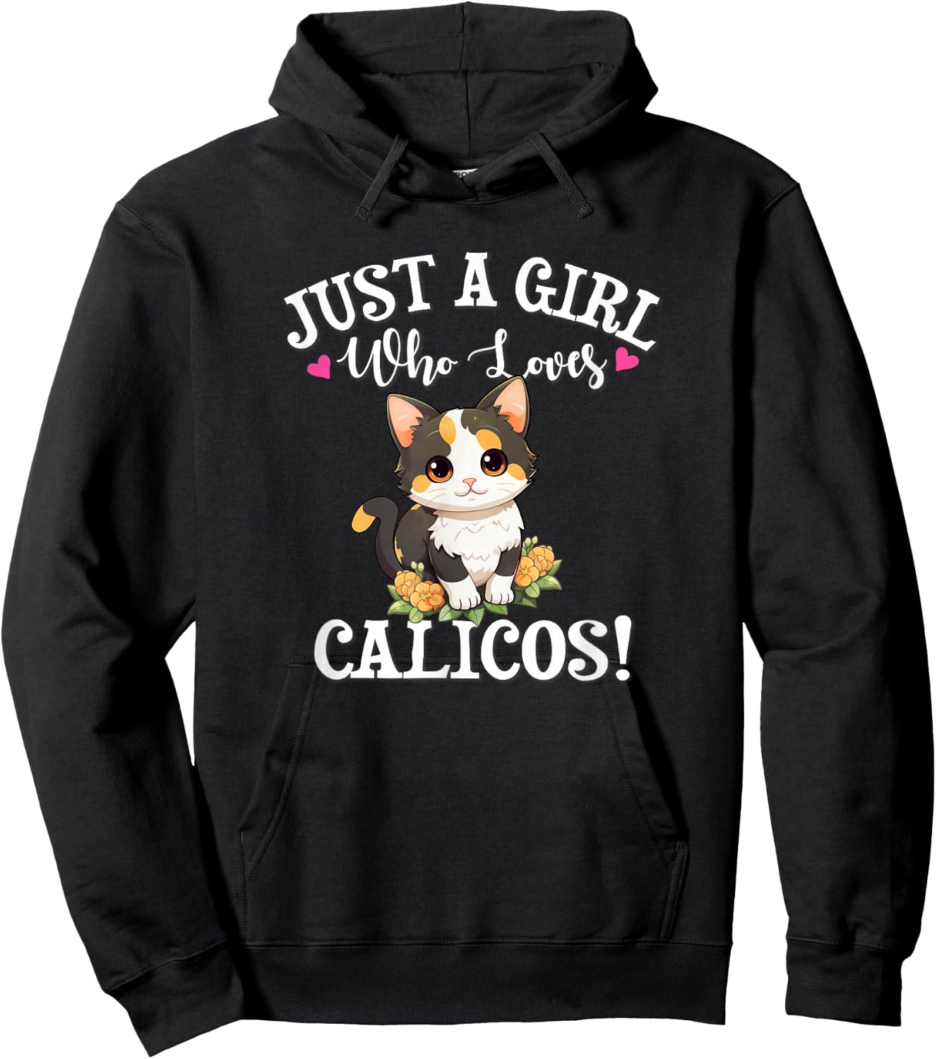 Kawaii Girl Who Loves Calico Cat Lover Hoodie - Hoodie | Black