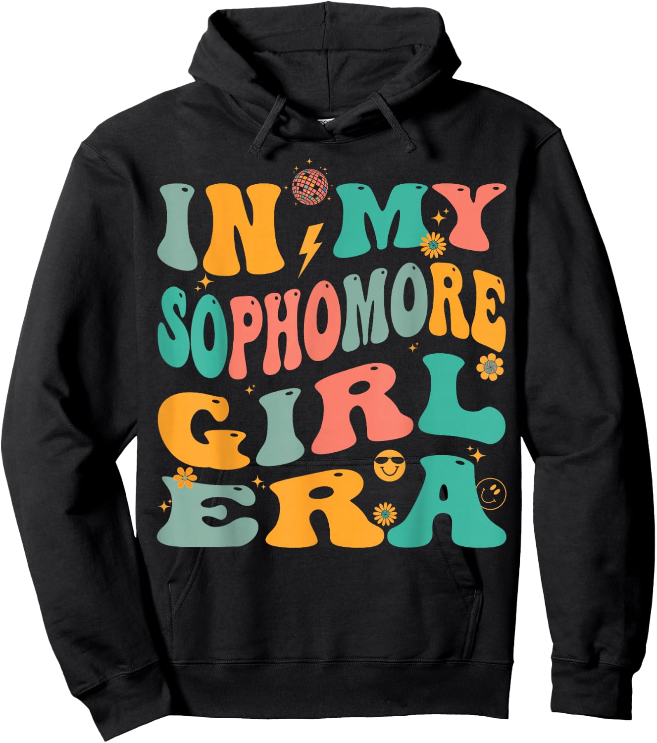 Retro Sophomore Girl Groovy Hoodie - Hoodie | Black