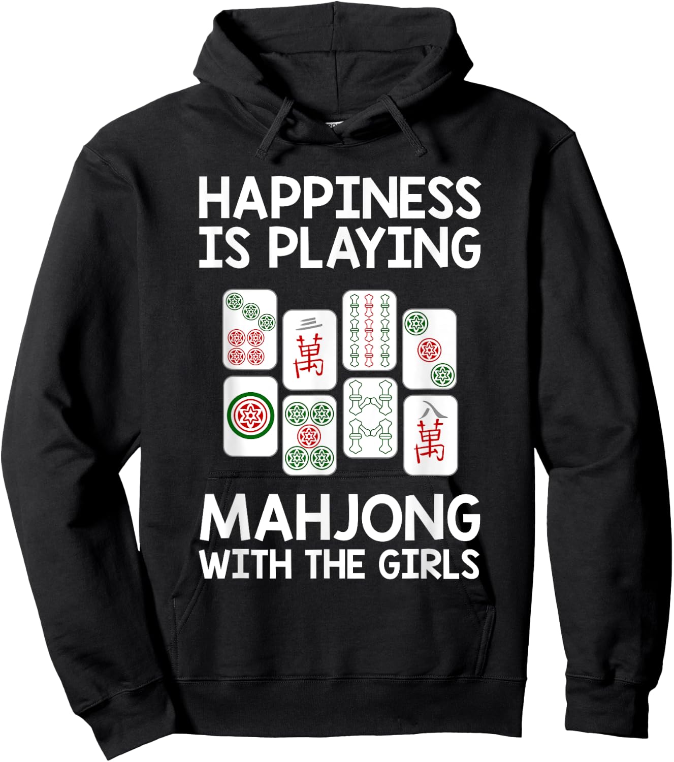 Funny Mahjong Gift Cool Happiness Is Playing Mahjong Girls Hoodie - Hoodie | Black