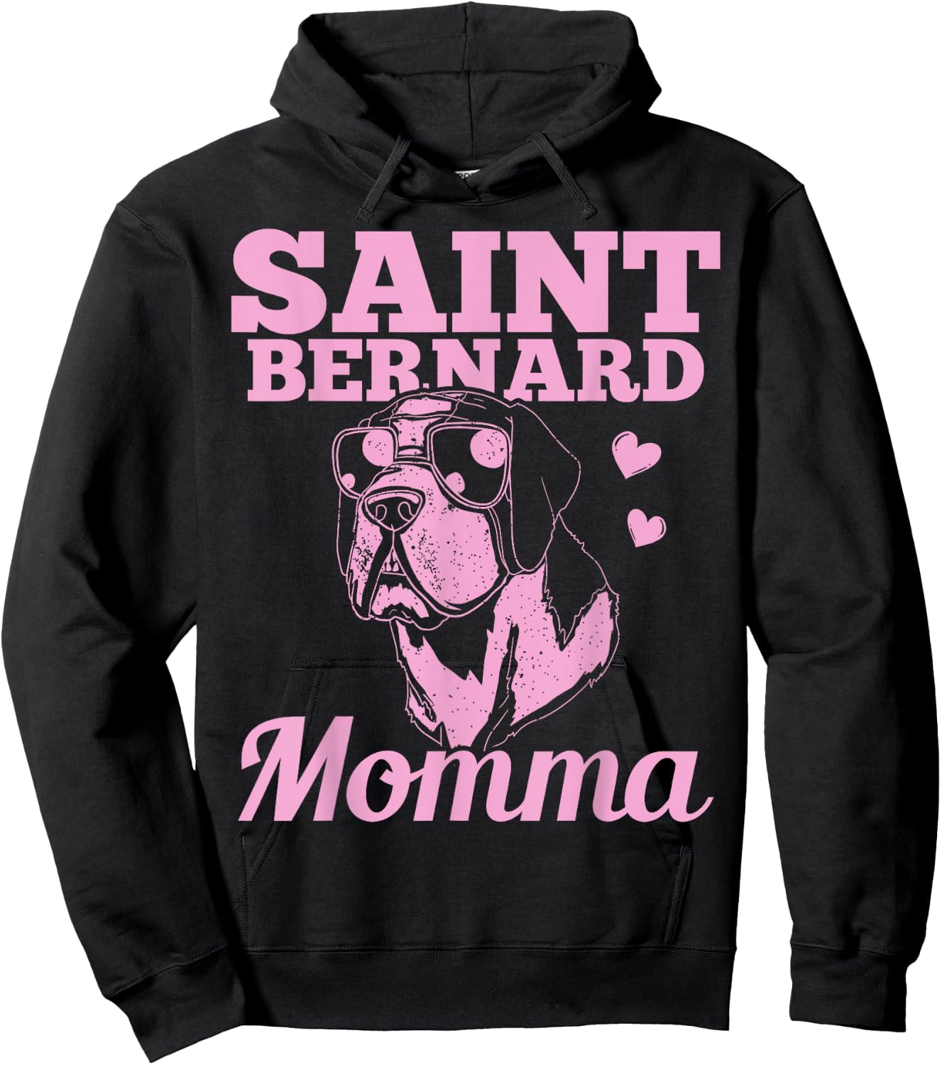 Saint Bernard Momma Dog Mom Mama Gift Men Women Girls Kids Hoodie - Hoodie | Black