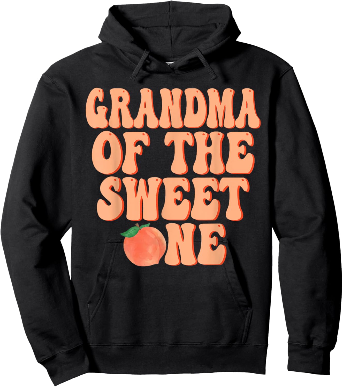 Grandma of The Sweet One Peach 1st Birthday on Peach Hoodie - Hoodie | Black