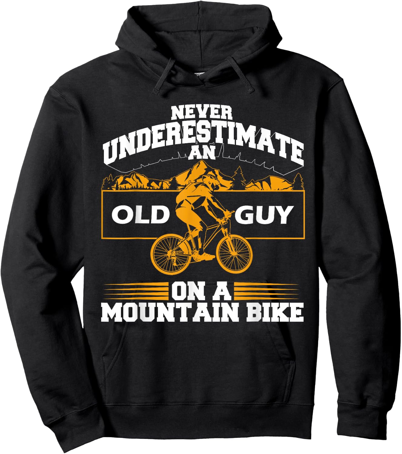 Funny Old Biker Mountain Bike Gift | Cute Bicycle Riders Men Hoodie - Hoodie | Black