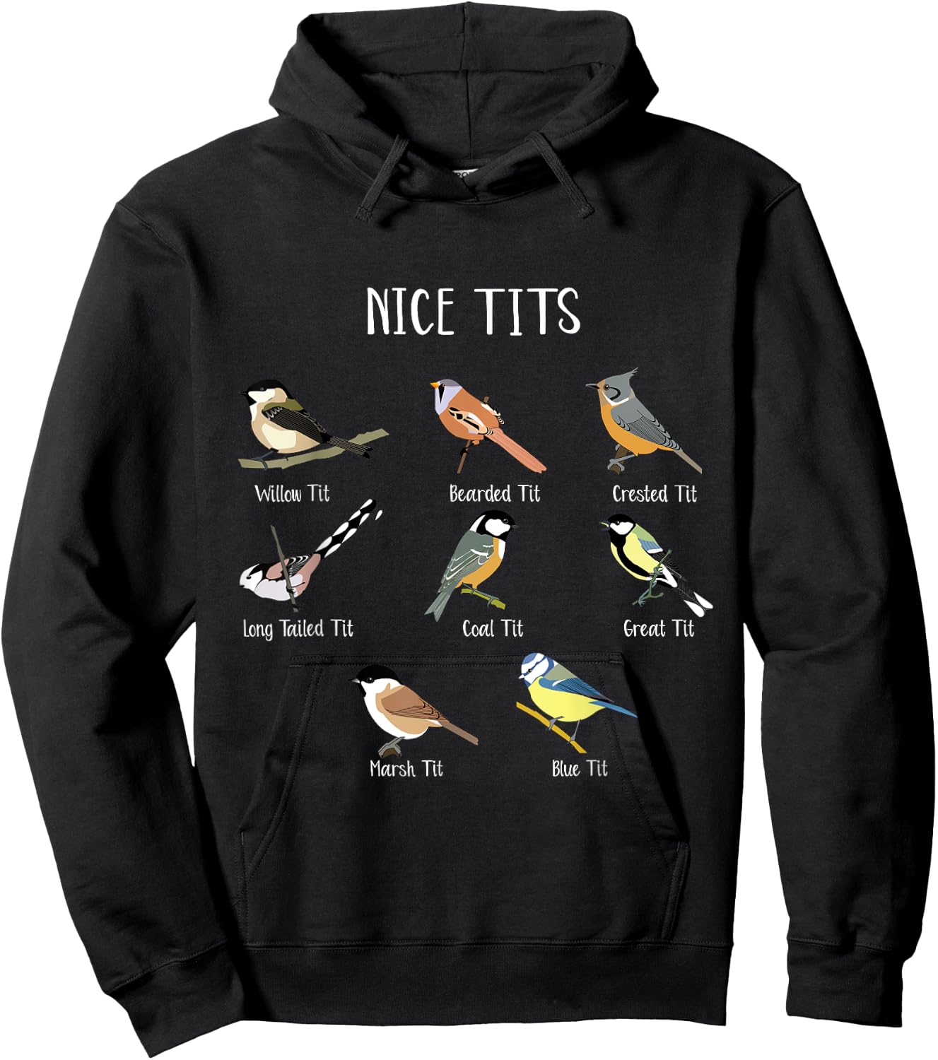 Funny Bird Watching Humor Collection of Tits Nice Tit Birds Hoodie - Hoodie | Black