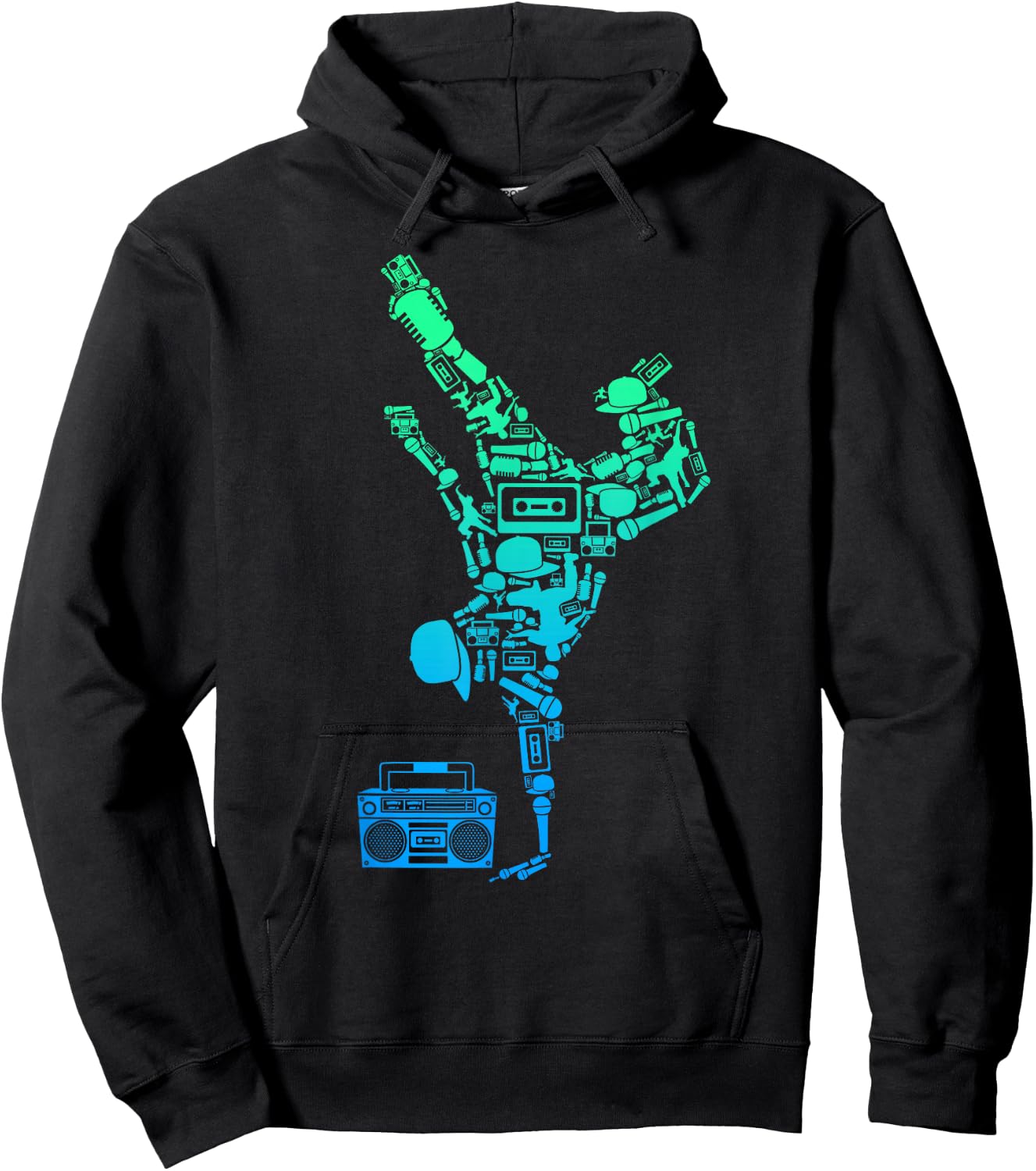 Breakdancer Breakdancing with Hip Hop Dance Music Boombox Hoodie - Hoodie | Black