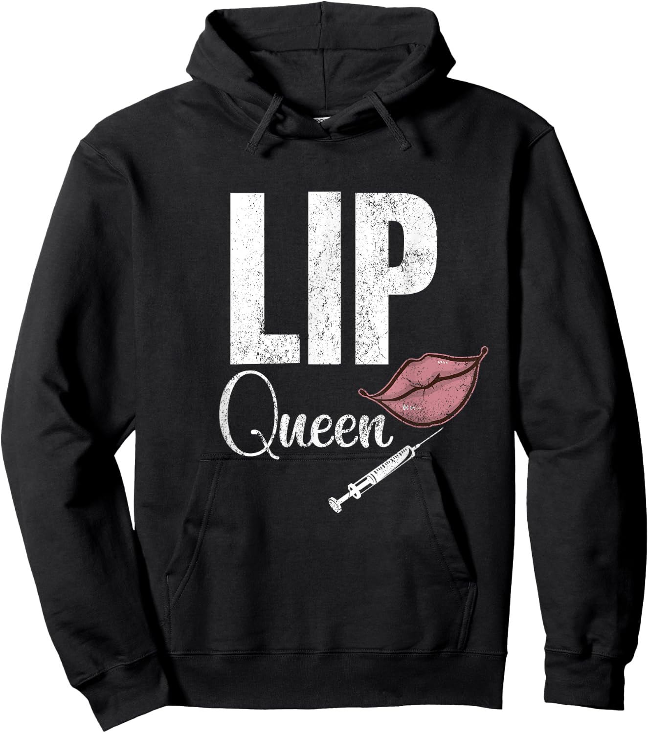 Vintage Lip Queen Injector Filler Aesthetic Nurse Injector Hoodie - Hoodie | Black