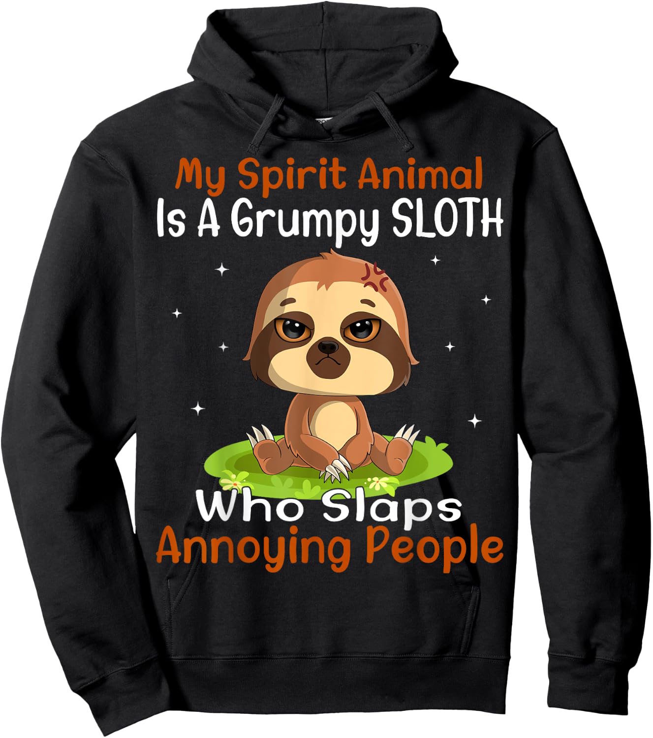 My Spirit Animal Is A Grumpy Sloth Cute Funny Sloth Hoodie - Hoodie | Black