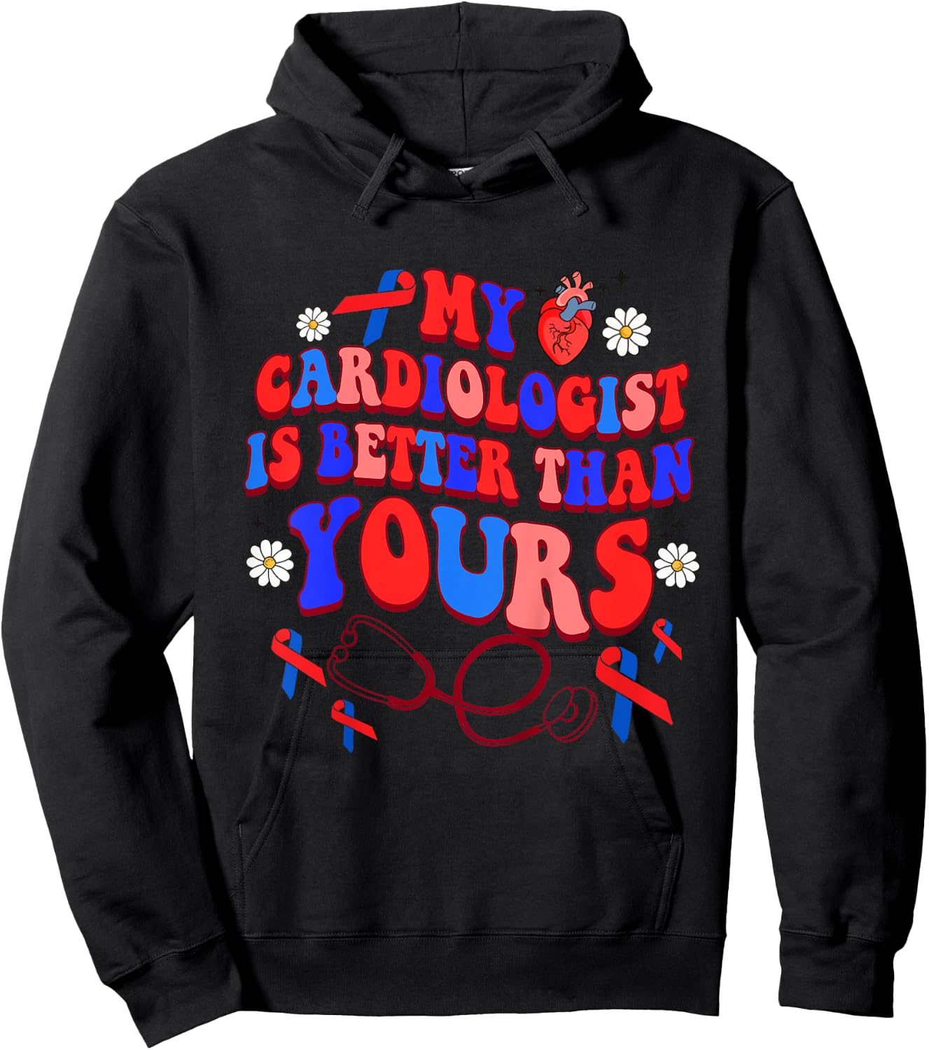 Kids CHD Baby Heart Warrior My Cardiologist Is Better Than Yours Hoodie - Hoodie | Black