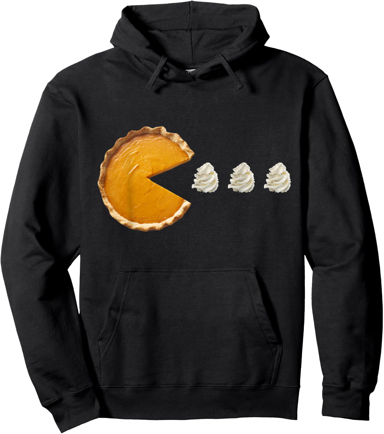 Pumpkin Pie Eating Running Whipped Cream Thanksgiving Day Hoodie - Hoodie | Black
