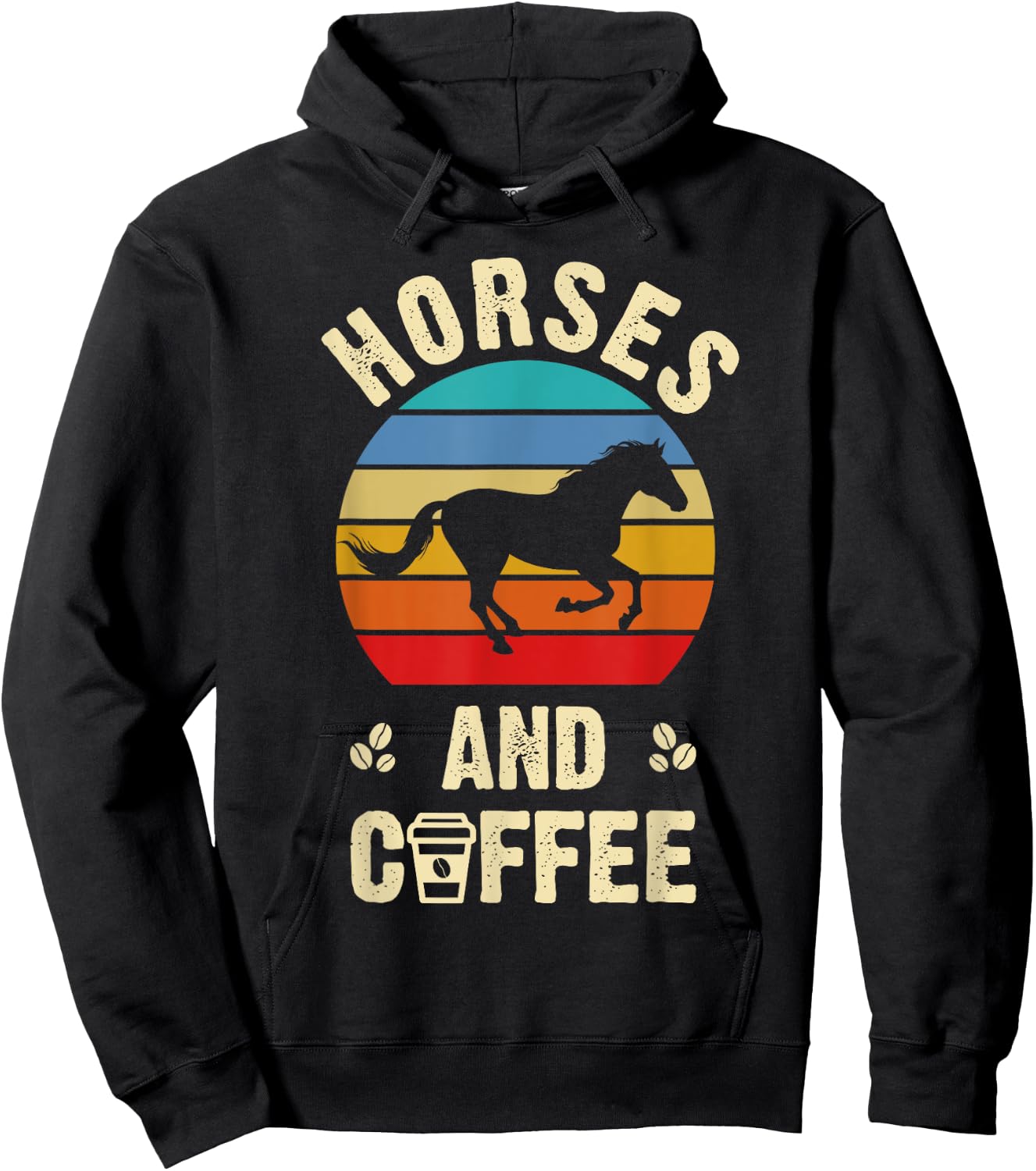 I like Horses & Coffee Funny vintage Pet theme lover Hoodie - Hoodie | Black