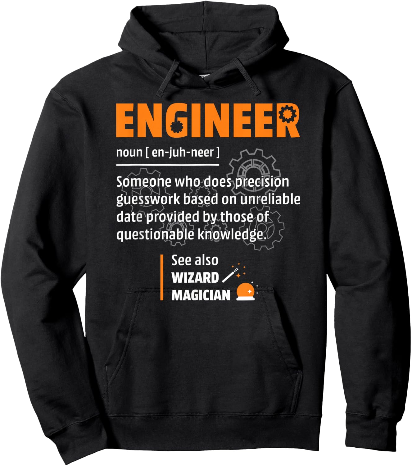 Engineer Apparel With Funny Saying For Engineers Engineer Definition Description Hilarious Engineering Gift Hoodie - Hoodie | Black