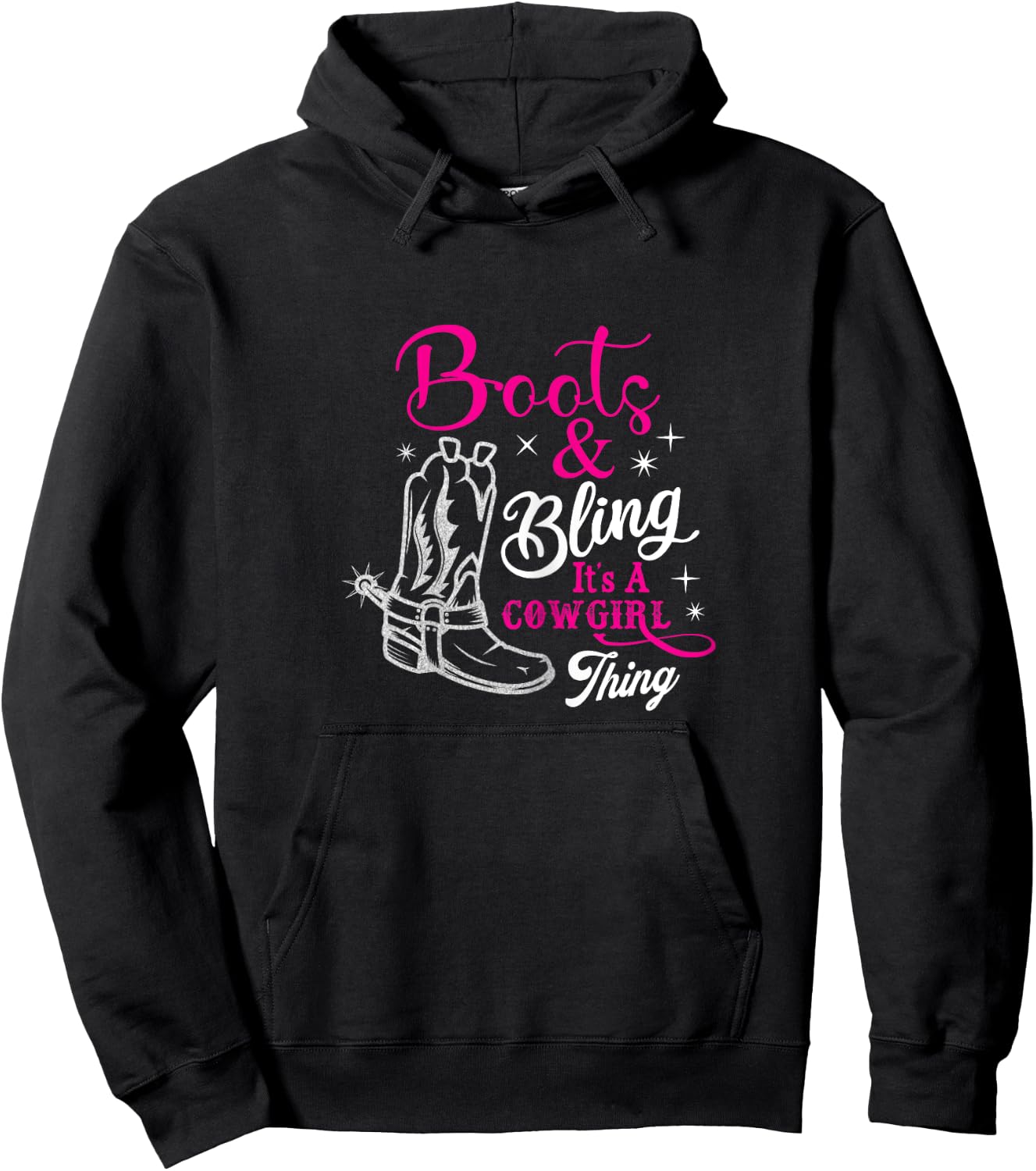 boots & bling it's a cowgirl thing Western Hoodie - Hoodie | Black