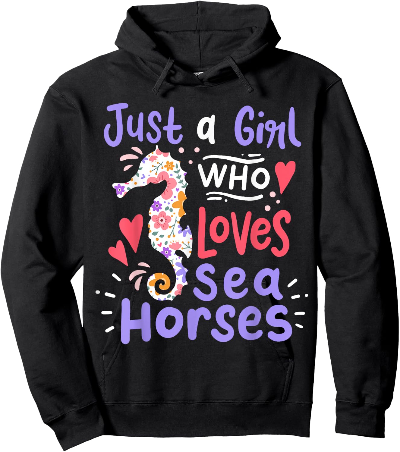 Seahorse Just A Girl Who Loves Seahorses Gift Hoodie - Hoodie | Black