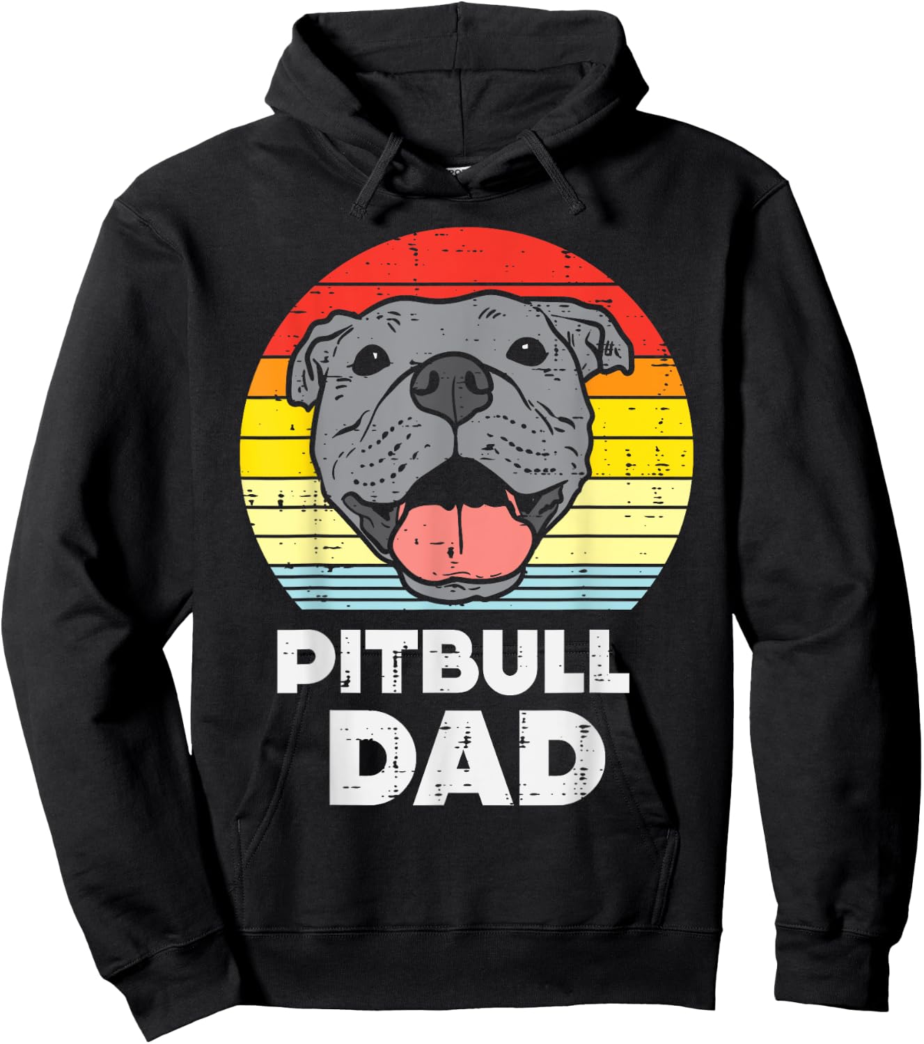 Pitbull Dad Sunset Retro Pittie Pitty Pet Dog Owner Men Gift Hoodie - Hoodie | Black